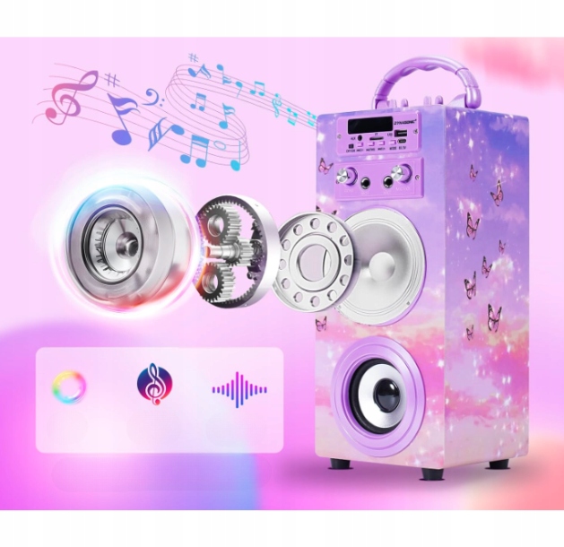 DYNASONIC BLUETOOTH KARAOKE Z MIKROFONEM GŁOŚNIK PREZENT DLA DZIECKA