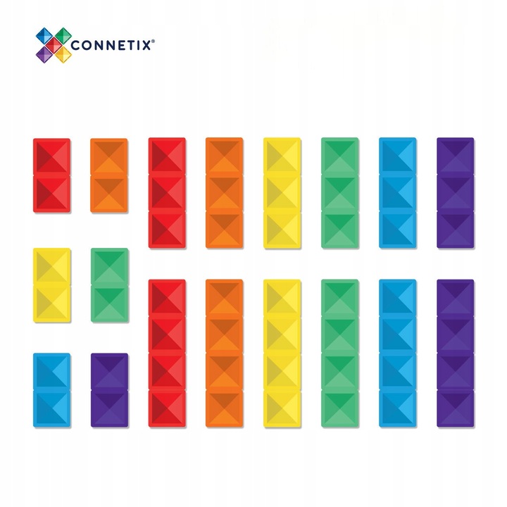 klocki magnetyczne prostokąty Rainbow Rectangle Pack 18 el. Connetix