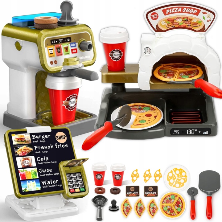 KASA SKLEPOWA INTERAKTYWNA PIZZERIA SKLEP DUŻY ZESTAW EKSPRES do KAWY WODA