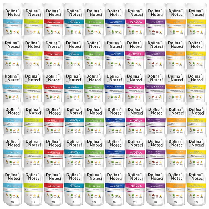 DOLINA NOTECI Premium bezzbożowa Karma mokra dla psa MIX Smaków 60 x 150g