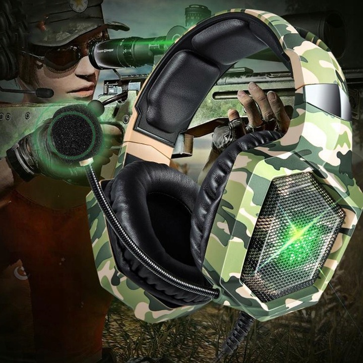 ONIKUMA K8 CAMO SŁUCHAWKI GAMINGOWE NAUSZNE PRZEWODOWE Z MIKROFONEM RGB