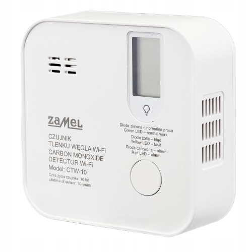 Czujnik detektor tlenku węgla czadu WiFi Aplikacja TUYA Zamel CTW-10