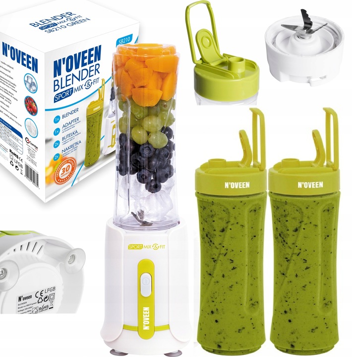 BLENDER SMOOTHIE KOKTAJL NOVEEN SB210 + 2 BUTELKI