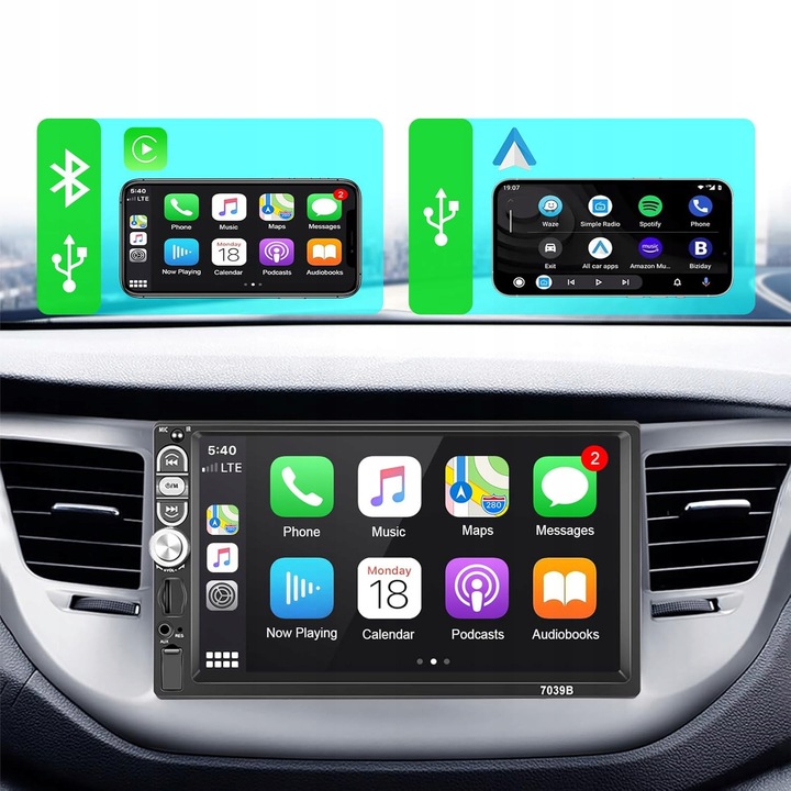 RADIO SAMOCHODOWE BLUETOOTH WYŚWIETLACZ 7"KAMERA COFANIA ZESTAW UNIWERSALNY