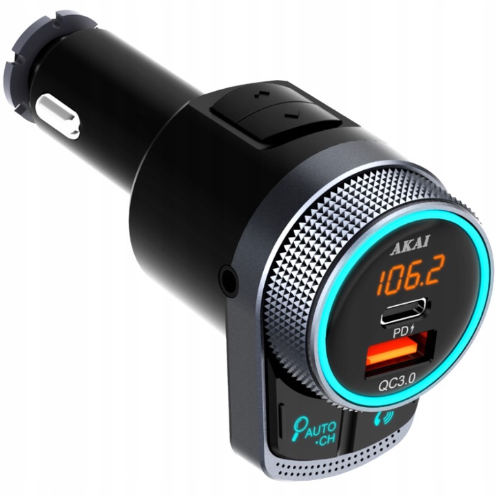TRANSMITER samochodowy FM BLUETOOTH ŁADOWARKA AKAI FMT-80BT