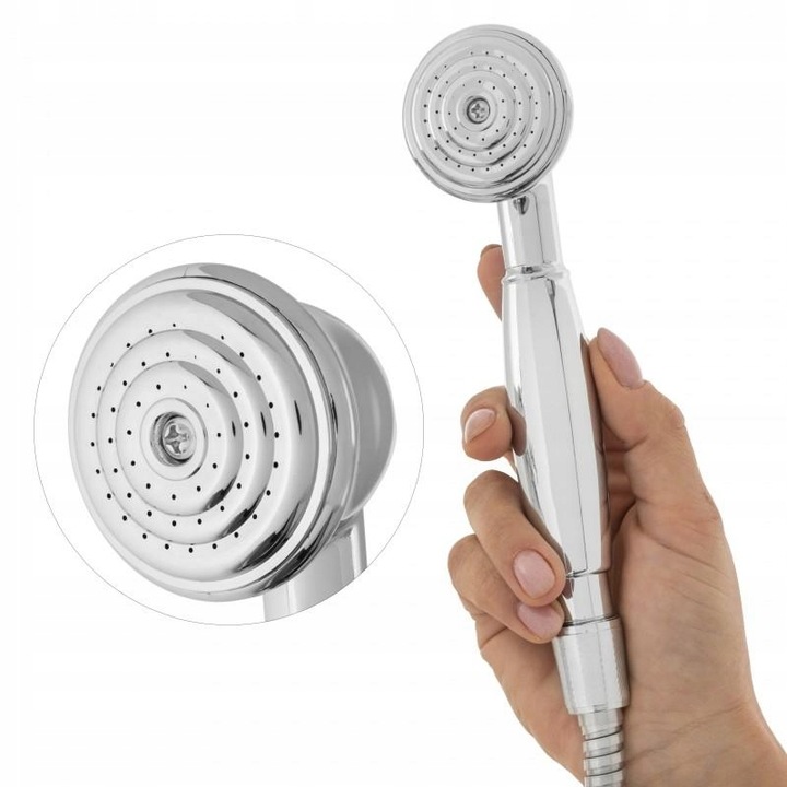 Bateria wannowa z prysznicem ścienna retro dwuuchwytowa kran do wanny chrom