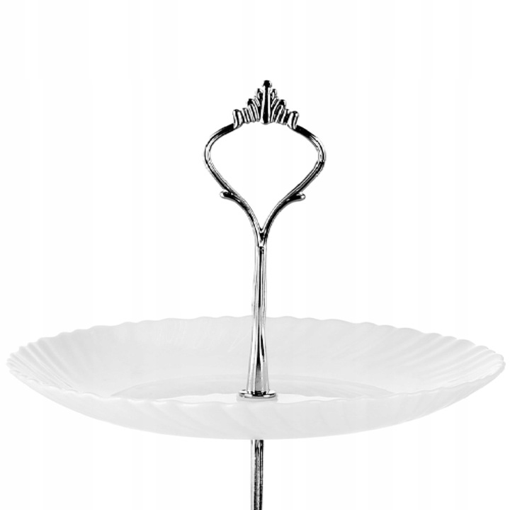 PATERA TRZYPOZIOMOWA PIĘTROWA STOJAK NA ciasto owoce AGNES BIAŁA SZKŁO OPAL