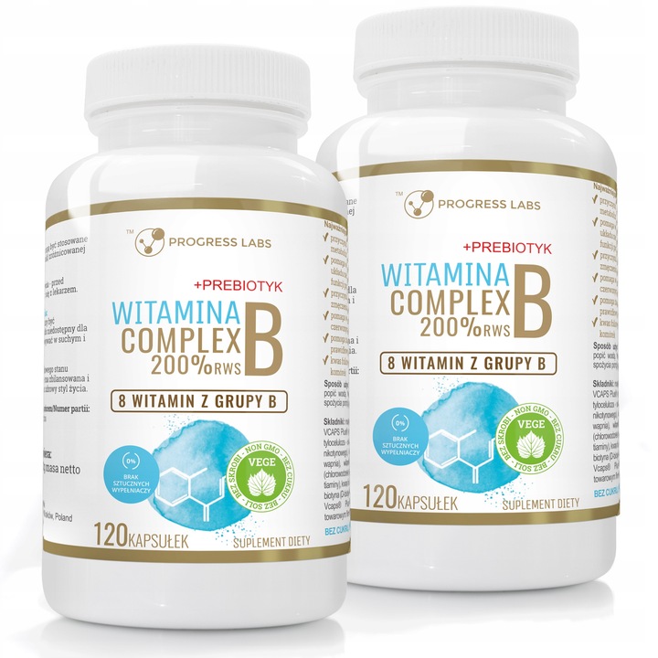 Witamina B-200 B5 B6 B9 B7 B1 B2 B12 B12 240 kaps