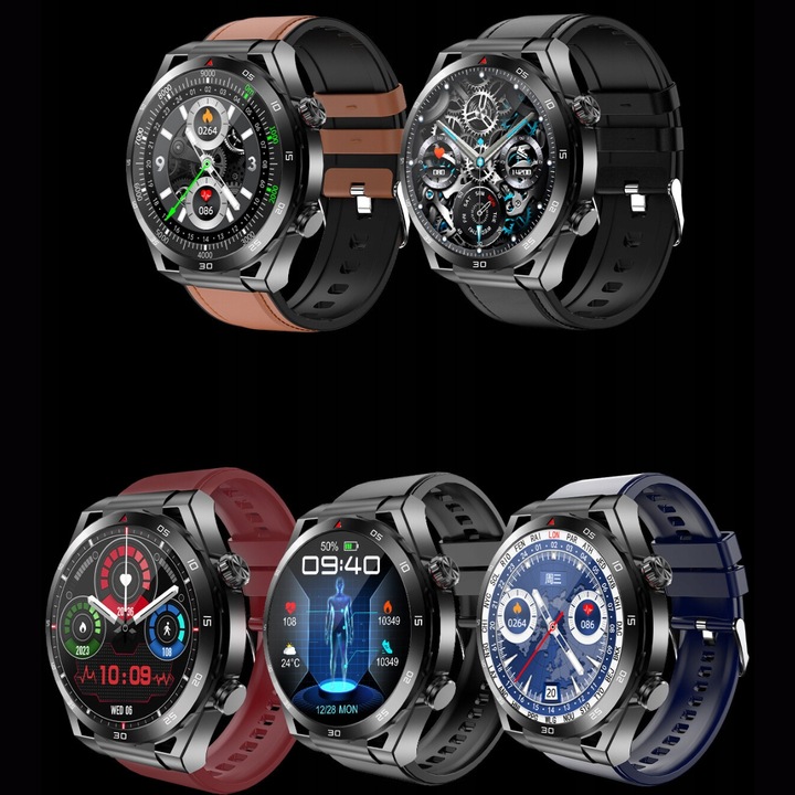 SMARTWATCH ZEGAREK MĘSKI GLUKOZA POMIAR CUKRU EKG CIŚNIENIE MENU POLSKIE