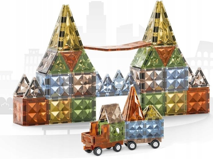 Klocki magnetyczne konstrukcyjne MEGA ZESTAW 100 el. DUŻE Magnetic Blocks