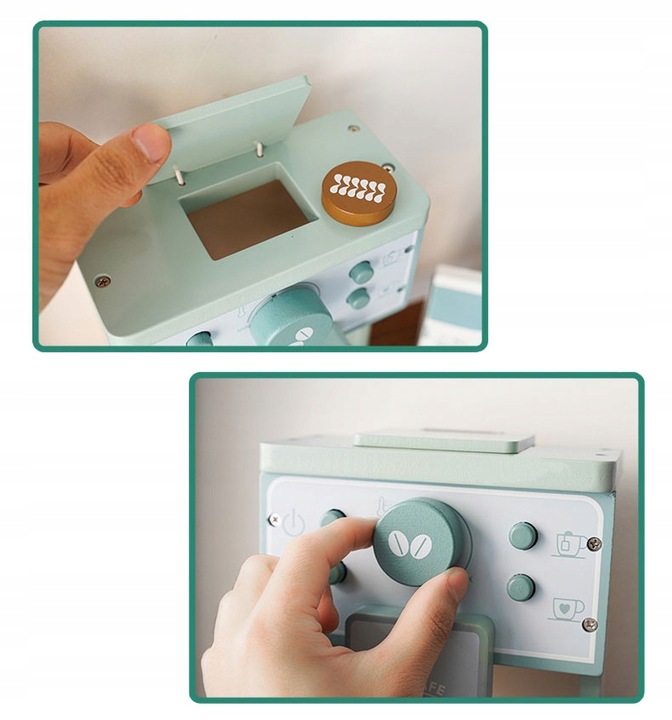 KAWIARNIA DLA DZIECI DREWNIANY EKSPRES DO KAWY AUTOMAT KUCHNIA FILIŻANKI