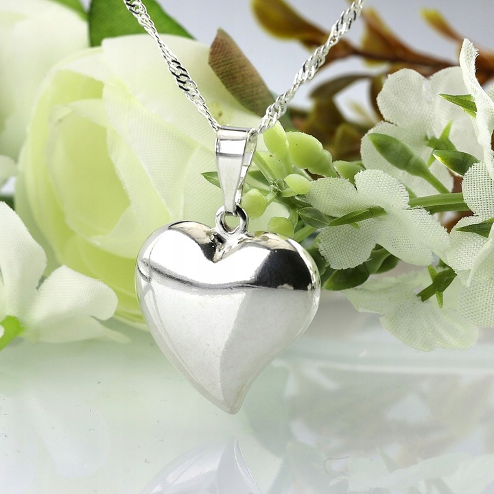 WYJĄTKOWE SERDUSZKO Z ŁAŃCUSZKIEM SINGAPUR DŁUGOŚĆ 45 CM SREBRO PRÓBY 925