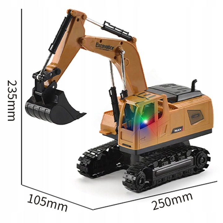 AUTO AUTKO NA ZDALNE STEROWANIE PILOT KOPARKA RUCHOMA ŁYŻKA ŚWIATŁO LED