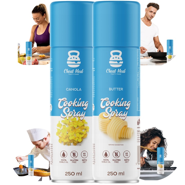 OLEJ RZEPAKOWY + MASŁO W SPRAYU COOKING SPRAY DIETA ODCHUDZANIE zestaw