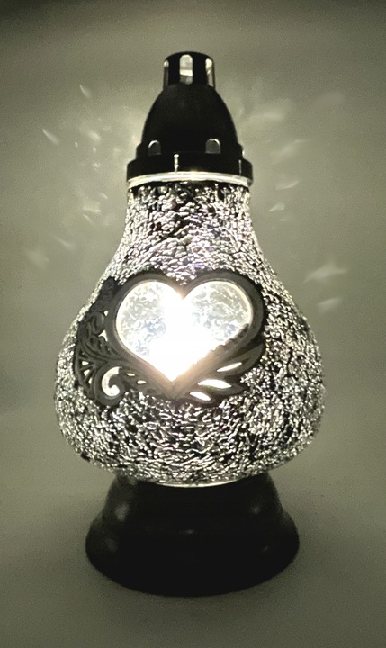 Znicz Lampion Karafka Mirror Złoty Serce Witraż