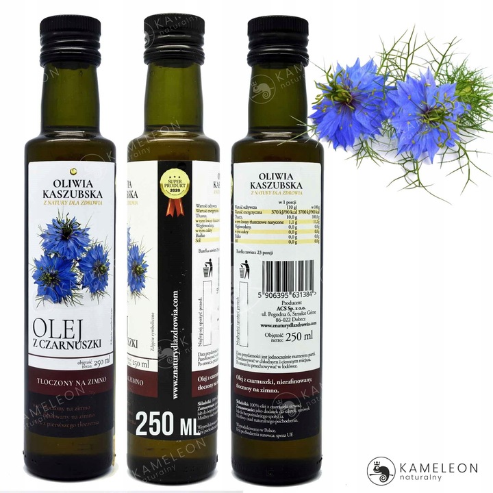 OLEJ Z NASION CZARNUSZKI TŁOCZONY NA ZIMNO nierafinowany Czarnuszka 250ml