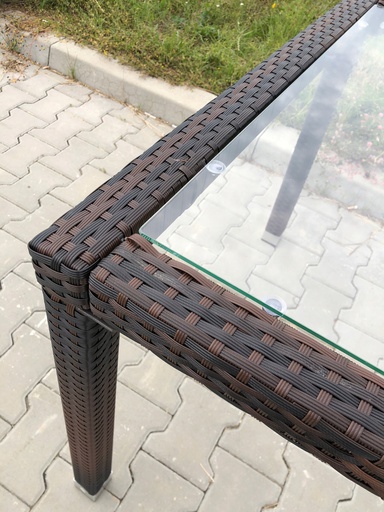 Duży STÓŁ na 8 osób TECHNORATTAN SZKŁO 190cm