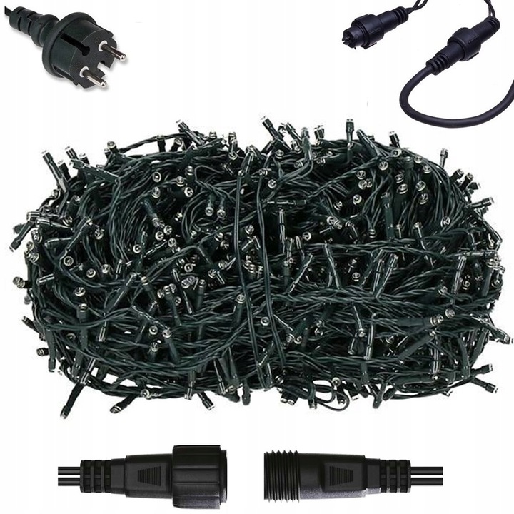 Lampki choinkowe LAMPKI ZEWNĘTRZNE 1000 LED ZIMNE + FLASH 67m