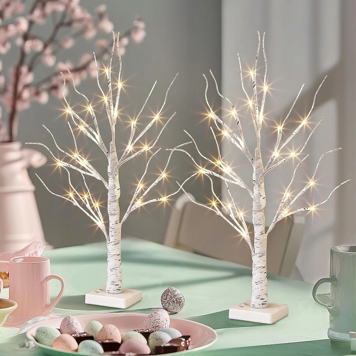 ZESTAW 2 BRZOZOWYCH DEKORACJI LED UNIWERSALNA OZDOBA NA KAŻDĄ PORĘ ROKU