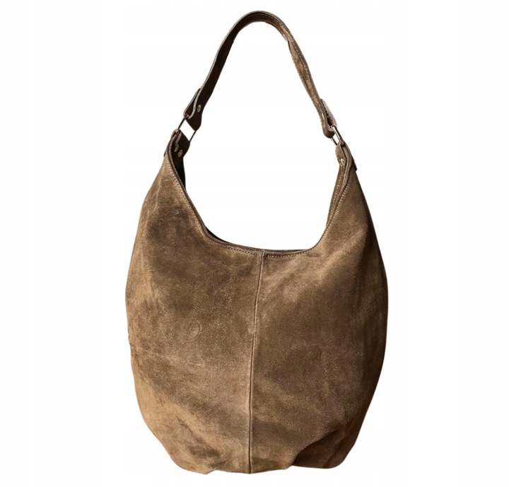 TAUPE ZAMSZOWA TOREBKA WOREK CAPPUCCINO TOREBKA ZAMSZ NATURALNY FANGO ZAMEK