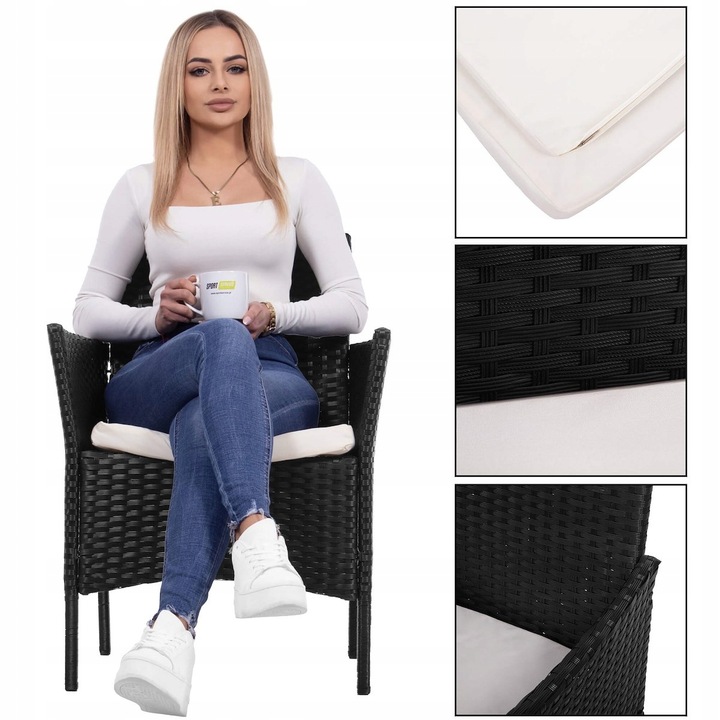 ZESTAW MEBLI OGRODOWYCH KOMPLET STOLIK FOTELE TECHNORATTAN NA TARAS BALKON