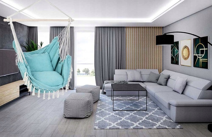 KRZESŁO BRAZYLIJSKIE FOTEL WISZĄCY BRAZYLIJSKI HUŚTAWKA HAMAK BALKON TURKUS