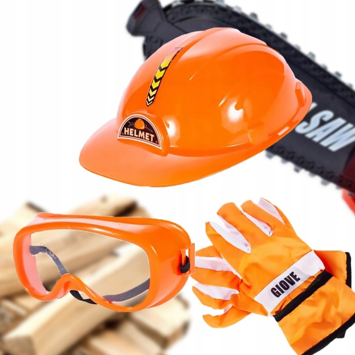 Piła Spalinowa Motorowa Dla Dzieci na Baterie + KASK RĘKAWICE OKULARY