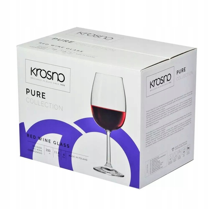 Komplet Kieliszków do Wody Wina Czerwonego Krosno Pure 350 ml | Basic