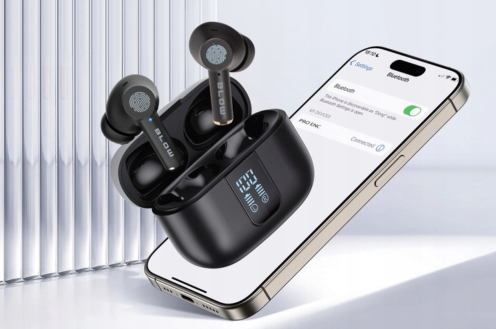 SŁUCHAWKI BEZPRZEWODOWE DOUSZNE BLUETOOTH ANC MIKROFON GAMINGOWE POWERBANK