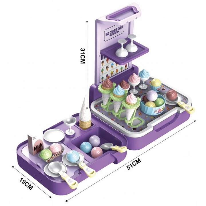 LODZIARNIA KAWIARNIA PRZENOŚNA WALIZKA Z LODAMI SKLEPIK KUCHNIA