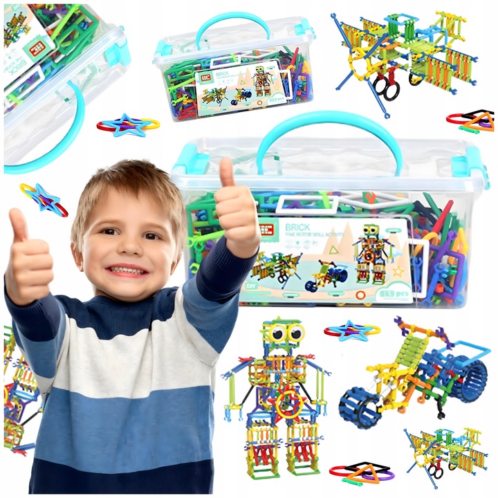 Klocki Małych Geniuszy Słomki Konstrukcyjne 869 el Edukacyjne Dla Dzieci