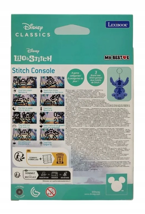 Konsola podręczna Disney Stitch My Best-E, LCD, 3 gry, jak tamagotchi