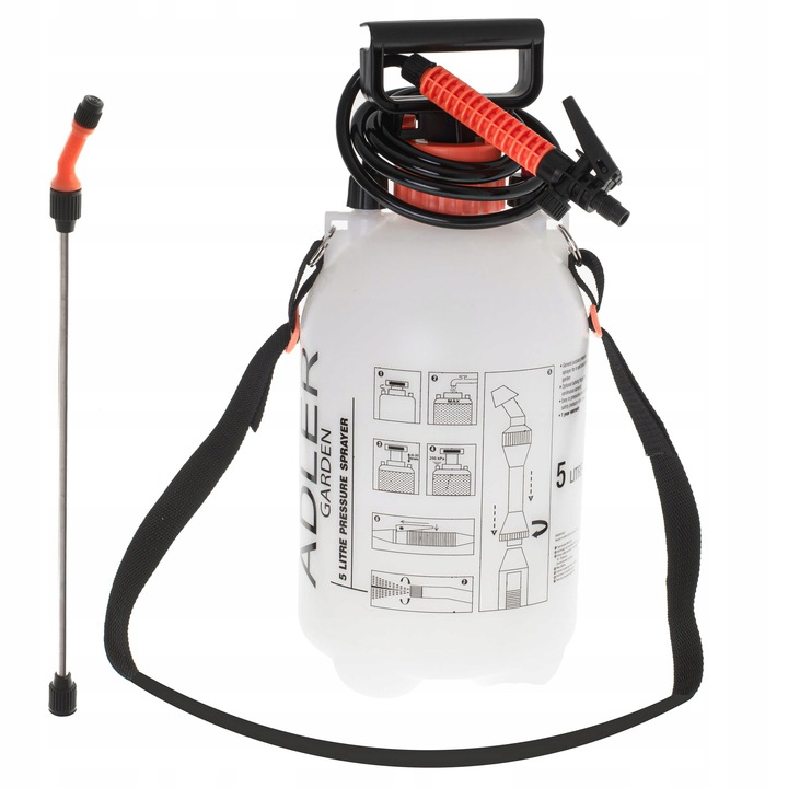Ręczny OPRYSKIWACZ CIŚNIENIOWY Duża Pojemność 5L REGULACJA Zraszania Lanca