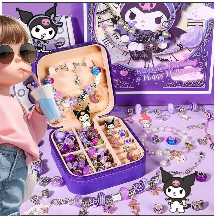 DUZY ZESTAW X2 CHARMS KUROMI 72EL DO ROBIENIA BRANSOLETEK +PUDELKO PREZENT