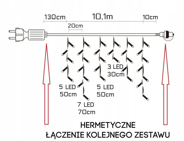 SOPLE 300 LED 11M ZEWNĘTRZNE LAMPKI KURTYNA +FLASH