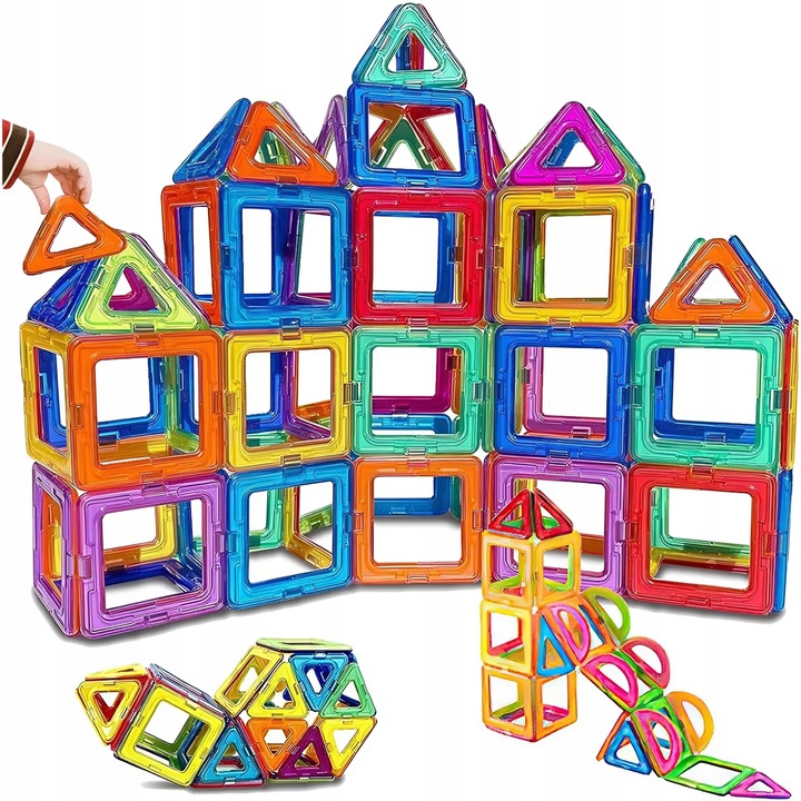 KLOCKI MAGNETYCZNE KONSTRUKCYJNE DUŻE PANELE 3D UKŁADANKA DLA DZIECI 134 el