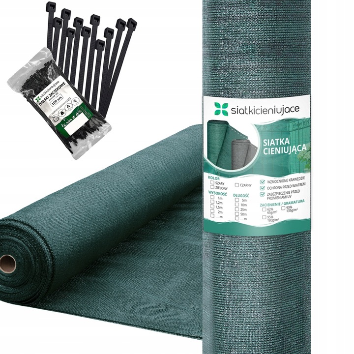 SIATKA CIENIUJĄCA 62% MATA OSŁONOWA MASKUJĄCA NA PŁOT OGRODZENIE 1,2x25m UV