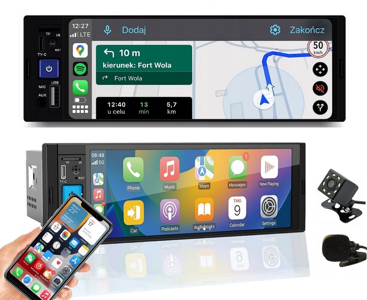 RADIO SAMOCHODOWE NAWIGACJA 1DIN ANDROID BT USB AUX KAMERA COFANIA CARPLAY