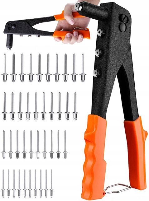 Zestaw Nitownica z Nitami Zrywalnymi 4 KOŃCÓWKI +40szt NITÓW