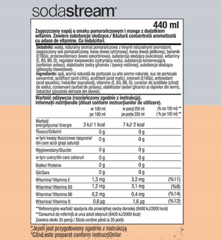 5 Szt. Zestaw Syropów Smakowych SodaStream Do Saturatora 4 Smaki Koncentrat