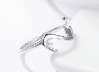 PIERŚCIONEK OTWARTY SREBRNY KOT KOTEK SREBRO 925