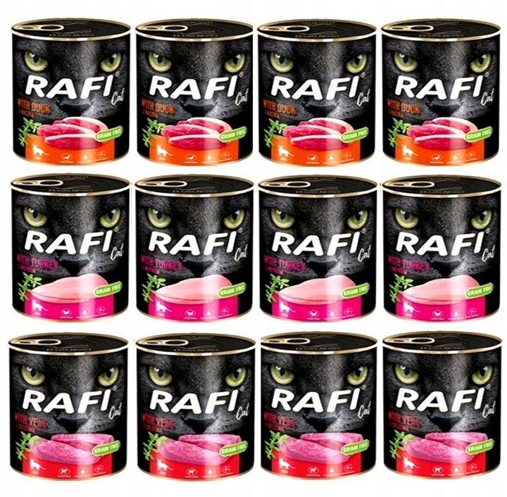 Karma dla kota Rafi Cat 12 x 400g Mix Smaków Dolina Noteci