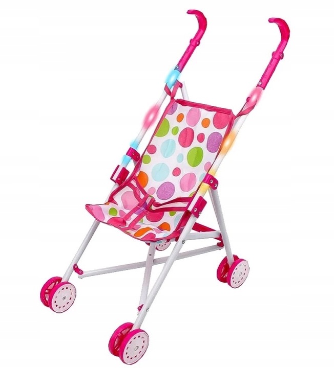 WÓZEK ZE ŚWIATŁEM DLA LALEK SPACERÓWKA PARASOLKA