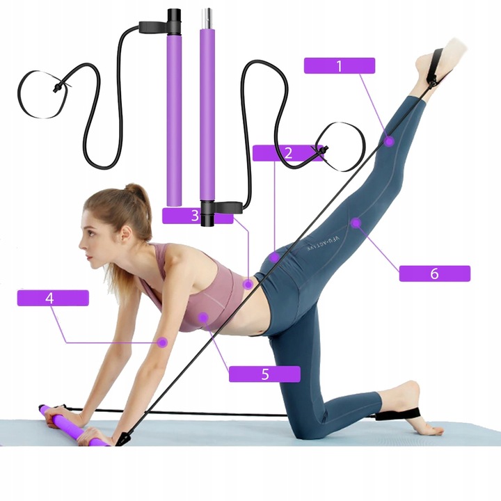 DRĄŻEK DO PILATESU BAR KIJ DO ĆWICZEŃ GUMY OPOROWE EKSPANDERY Z DRĄŻKIEM