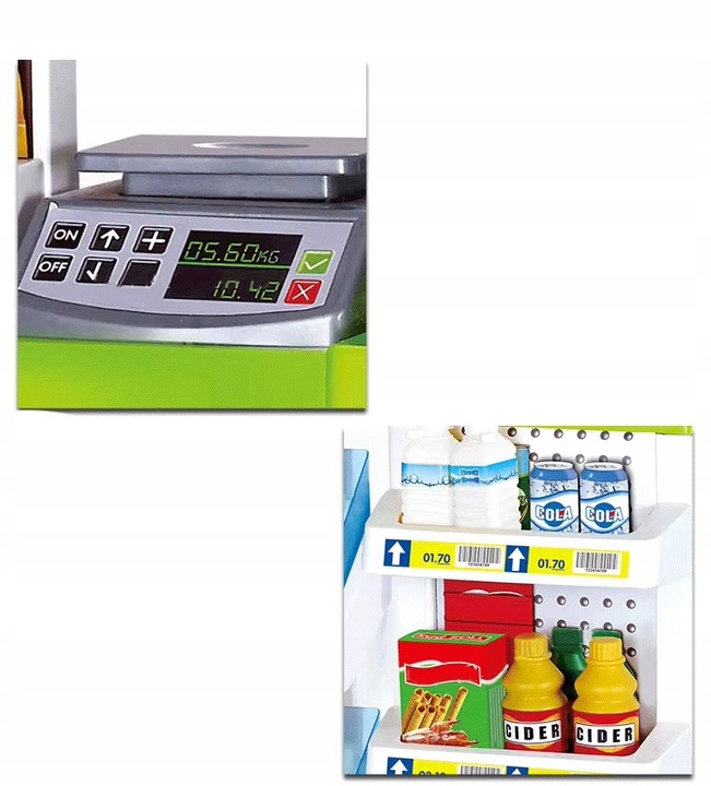 SUPERMARKET SKLEP DLA DZIECI STRAGAN KASA WAGA KOSZYK WÓZEK ZAKUPY MATADI