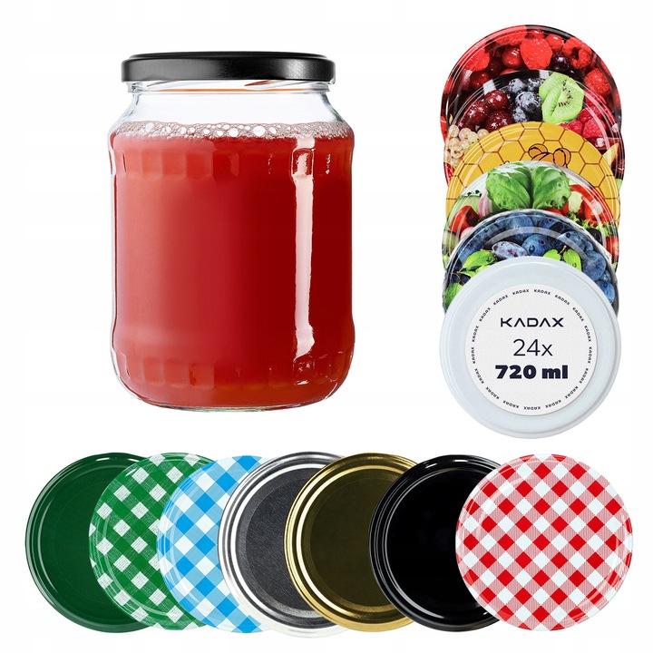 SŁOIK 720 ml SŁOIKI NA PRZETWORY MIÓD OGÓRKI WIECZKA ZAKRĘTKI 24 SZT FI 82