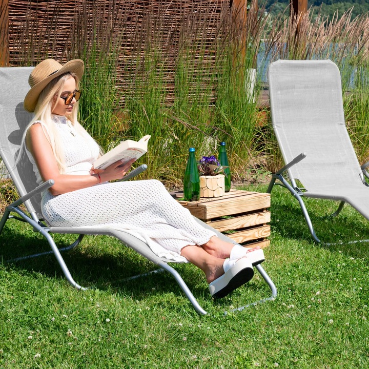 2x LEŻAK OGRODOWY krzesło na plażę FOTEL TURYSTYCZNY składany grawitacyjny