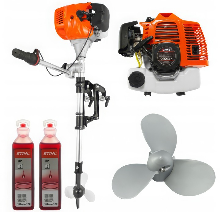 SILNIK ZABURTOWY SPALINOWY DO ŁÓDKI ŁODZI PONTONU MOCNY 5,2 KM + OLEJ