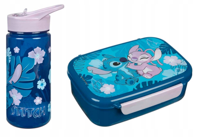 bidon na wodę 500ml + śniadaniówka z przegródkami Stich Andzia Stitch