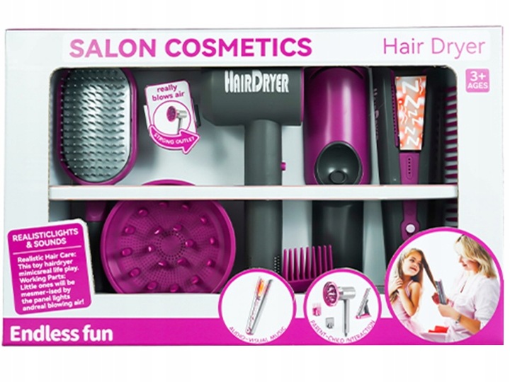 Akcesoria do włosów dla dzieci zabawa fryzjer suszarka szczotka prostownica